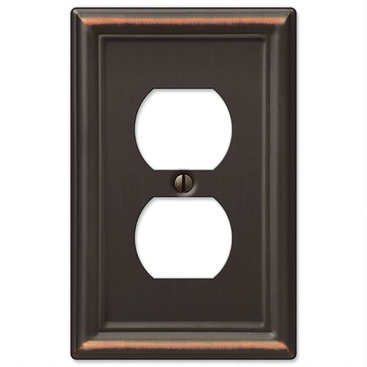 Amerelle Chelsea Aged Bronze 1 gang Stamped Steel Duplex Wall Plate 1 pk