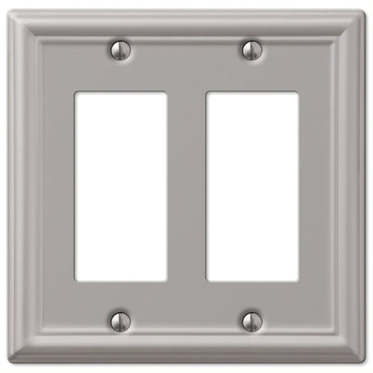 Amerelle Chelsea Brushed Nickel 2 gang Stamped Steel Decorator Wall Plate 1 pk