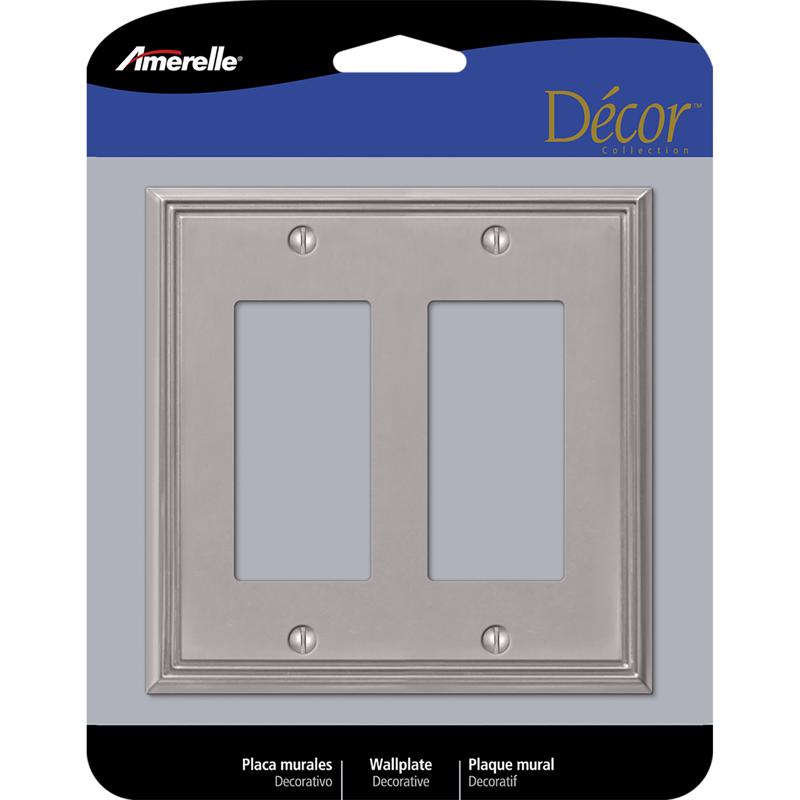 Amerelle Metro Brushed Nickel 2 gang Die-Cast Metal Decorator Wall Plate 1 pk
