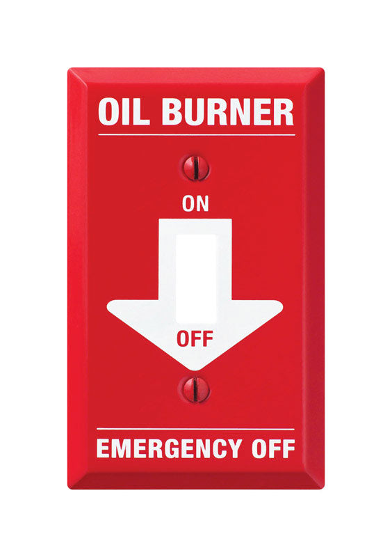 Amerelle Pro Oil Burner Red/White 1 gang Stamped Steel Toggle Oil Burner Wall Plate 1 pk