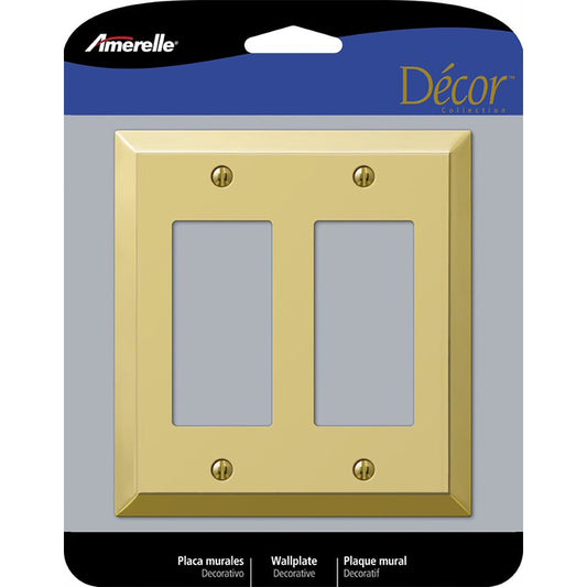 Amerelle Century Polished Brass 2 gang Stamped Steel Decorator Wall Plate 1 pk