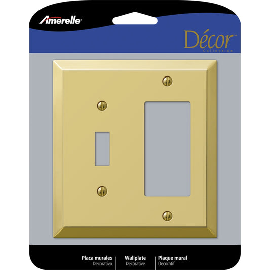 Amerelle Century Polished Brass 2 gang Stamped Steel Decorator/Toggle Wall Plate 1 pk
