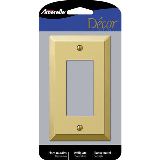 Amerelle Century Polished Brass 1 gang Stamped Steel Decorator Wall Plate 1 pk