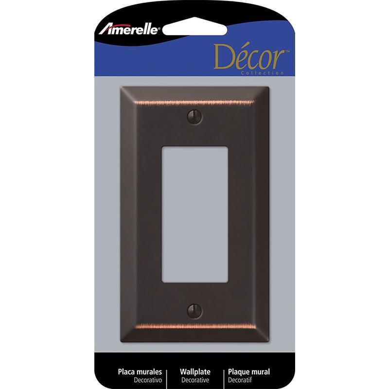 Amerelle Century Aged Bronze 1 gang Stamped Steel Decorator Wall Plate 1 pk