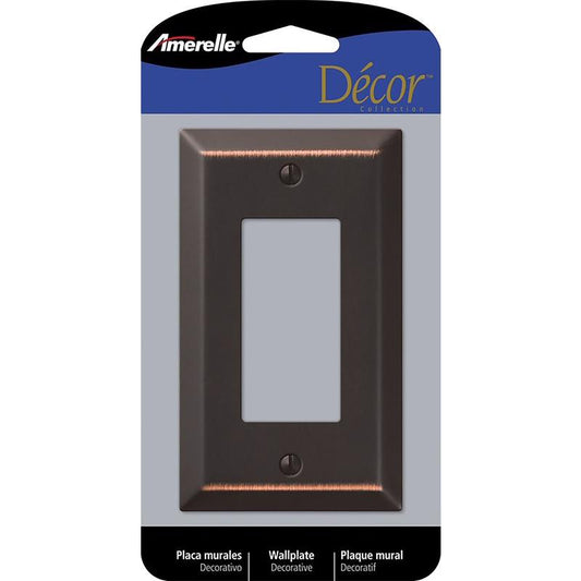 Amerelle Century Aged Bronze 1 gang Stamped Steel Decorator Wall Plate 1 pk