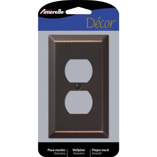 Amerelle Century Aged Bronze 1 gang Stamped Steel Duplex Wall Plate 1 pk