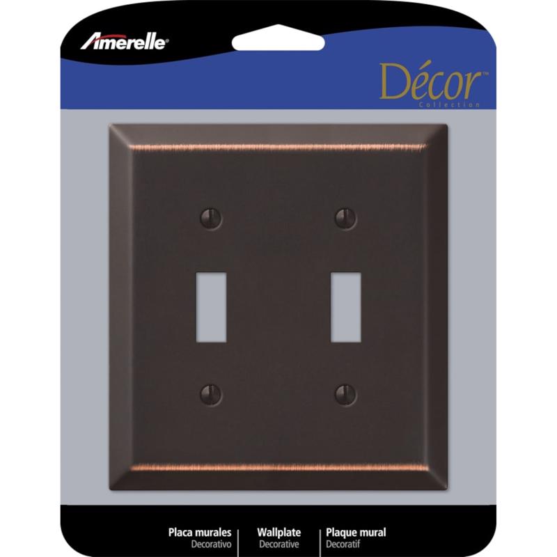 Amerelle Century Antique Bronze 2 gang Stamped Steel Toggle Wall Plate 1 pk