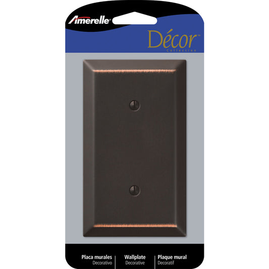 Amerelle Century Aged Bronze 1 gang Stamped Steel Blank Wall Plate 1 pk