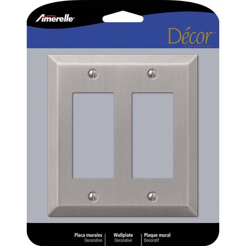Amerelle Century Brushed Nickel 2 gang Stamped Steel Decorator Wall Plate 1 pk
