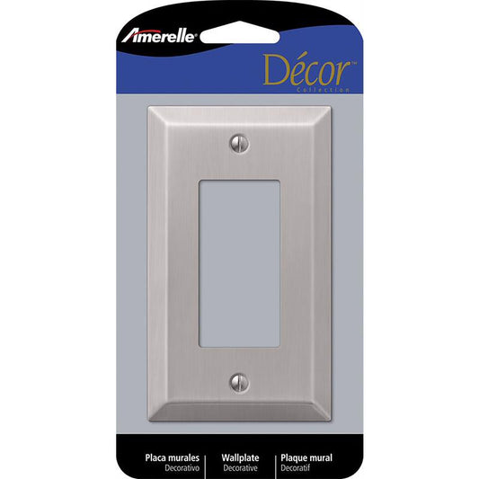 Amerelle Century Brushed Nickel 1 gang Stamped Steel Decorator Wall Plate 1 pk
