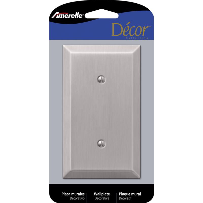 Amerelle Century Brushed Nickel 1 gang Stamped Steel Blank Wall Plate 1 pk