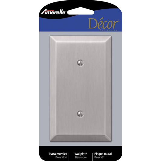 Amerelle Century Brushed Nickel 1 gang Stamped Steel Blank Wall Plate 1 pk