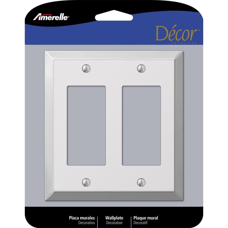 Amerelle Century Polished Chrome 2 gang Stamped Steel Decorator Wall Plate 1 pk