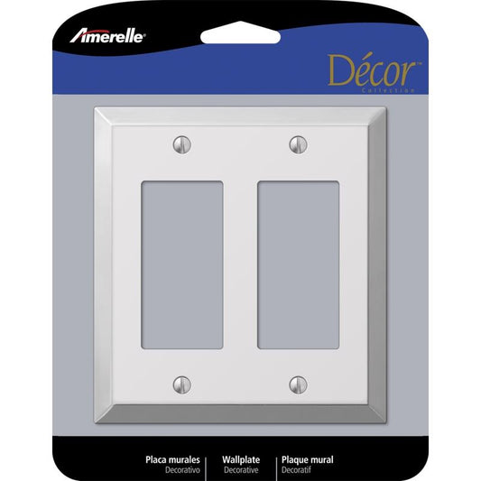 Amerelle Century Polished Chrome 2 gang Stamped Steel Decorator Wall Plate 1 pk