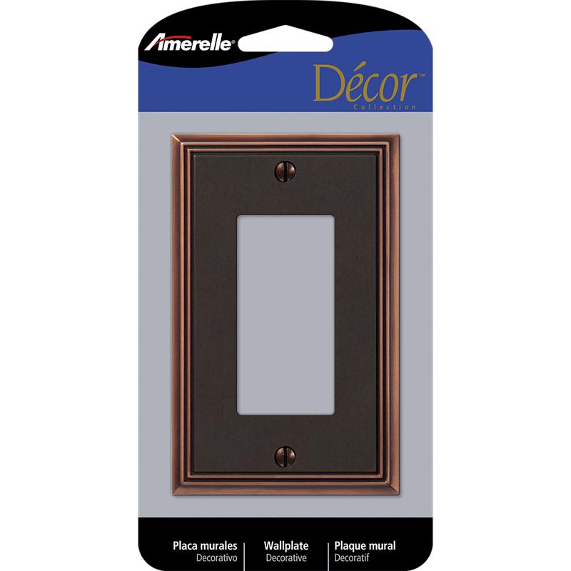 Amerelle Metro Aged Bronze 1 gang Die-Cast Metal Decorator Wall Plate 1 pk
