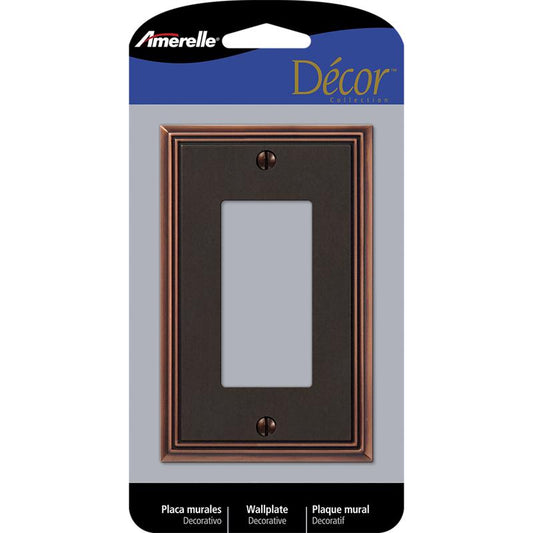 Amerelle Metro Aged Bronze 1 gang Die-Cast Metal Decorator Wall Plate 1 pk
