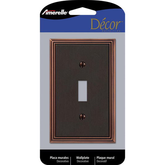 Amerelle Metro Aged Bronze 1 gang Die-Cast Metal Toggle Wall Plate 1 pk