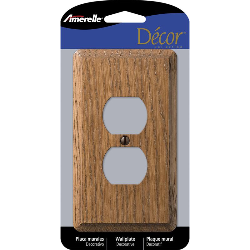 Amerelle Contemporary Brown 1 gang Wood Duplex Wall Plate 1 pk