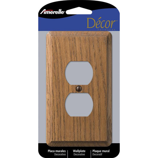Amerelle Contemporary Brown 1 gang Wood Duplex Wall Plate 1 pk