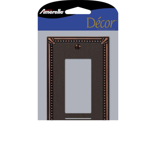 Amerelle Imperial Bead Aged Bronze 1 gang Die-Cast Metal Decorator Wall Plate 1 pk