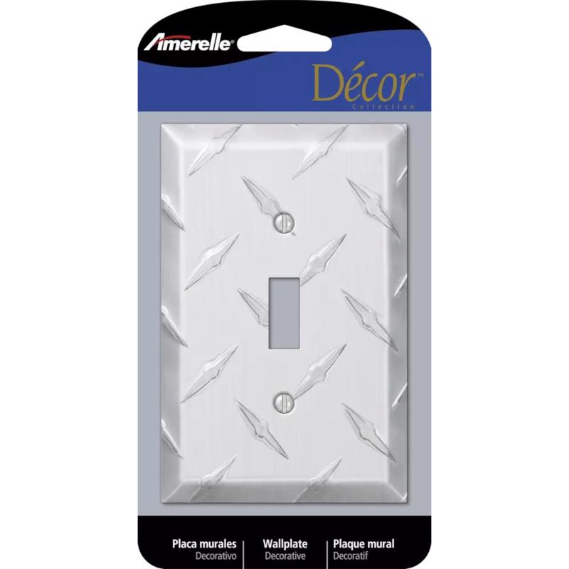 Amerelle Diamond Silver 1 gang Stamped Aluminum Toggle Wall Plate 1 pk