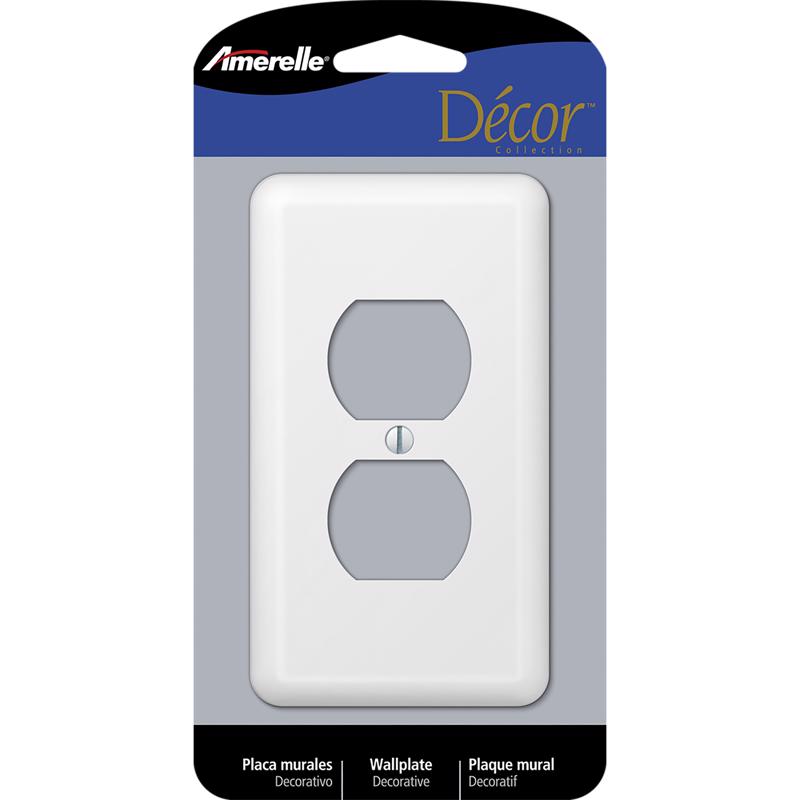 Amerelle Devon White 1 gang Stamped Steel Duplex Wall Plate 1 pk