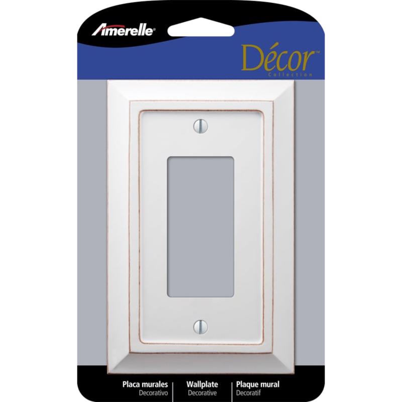 Amerelle Savannah White 1 gang Wood Decorator Wall Plate 1 pk