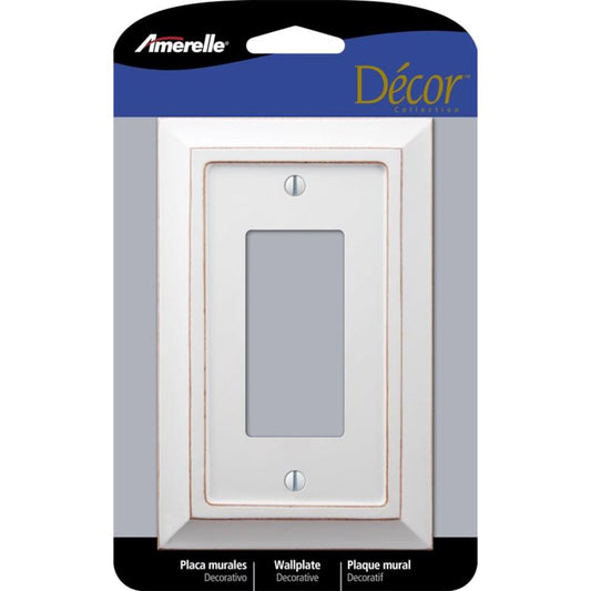 Amerelle Savannah White 1 gang Wood Decorator Wall Plate 1 pk
