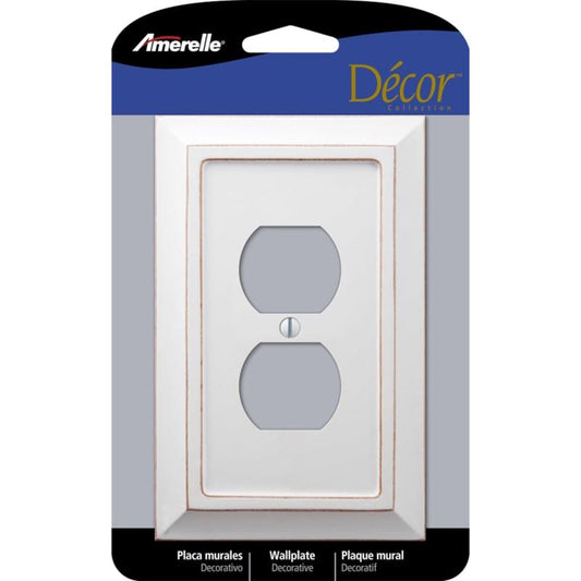 Amerelle Savannah White 1 gang Wood Duplex Wall Plate 1 pk