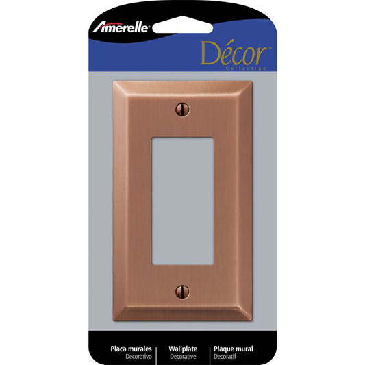 Amerelle Century Antique Copper 1 gang Stamped Steel Decorator Wall Plate 1 pk