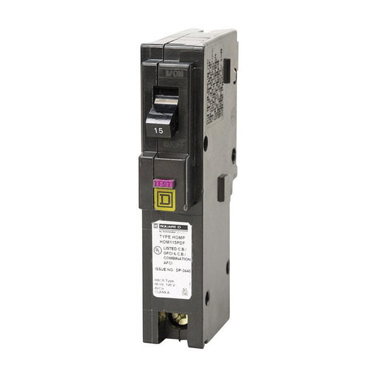 Square D HomeLine 15 amps Arc Fault/Ground Fault Single Pole Circuit Breaker
