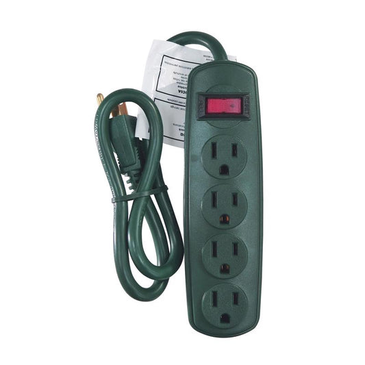 Home Plus 2 ft. L 4 outlets Power Strip Green