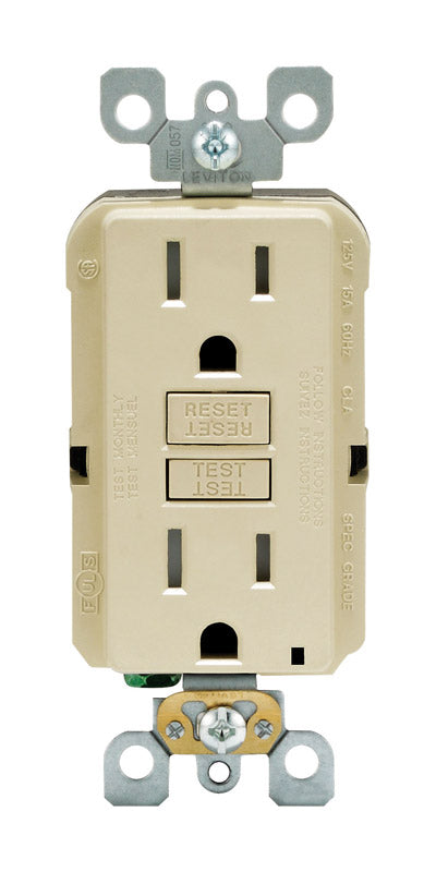 Leviton SmartlockPro 15 amps 125 V Duplex Ivory GFCI Outlet 5-15R 1 pk