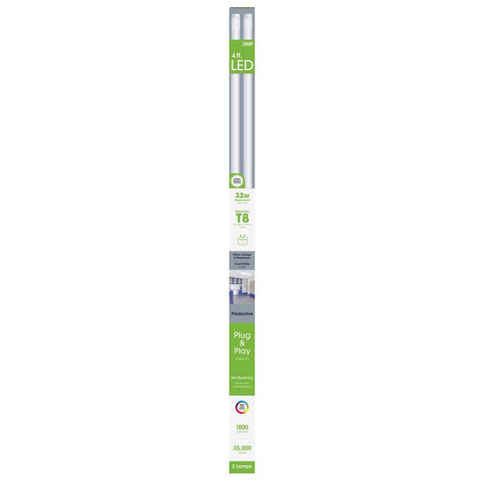 Feit Plug & Play T8 Cool White 47.5 in. Bi-Pin T8 LED Bulb 32 Watt Equivalence 2 pk