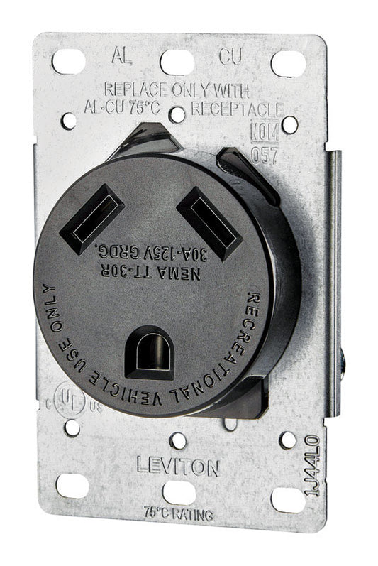 Leviton 30 amps 125 V Black Outlet TT-30R 1 pk