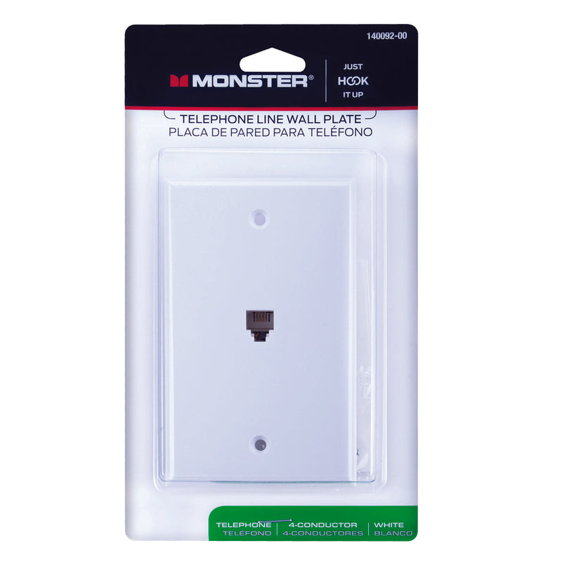 Monster Just Hook It Up White 1 gang Plastic Coax/Phone Wall Plate 1 pk