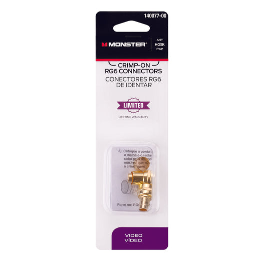 Monster Just Hook It Up Crimp-On RG6 Coaxial Connector 2 pk
