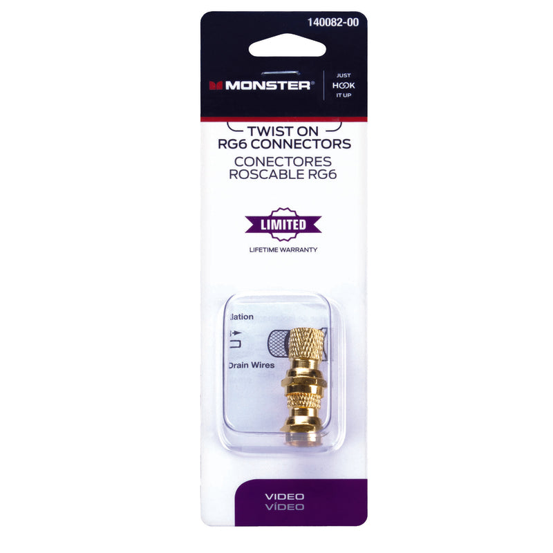 Monster Just Hook It Up Twist-On RG6 Coaxial Connector 2 pk