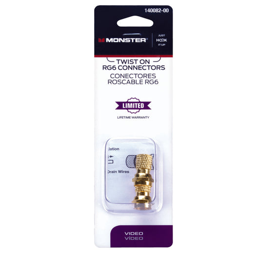 Monster Just Hook It Up Twist-On RG6 Coaxial Connector 2 pk