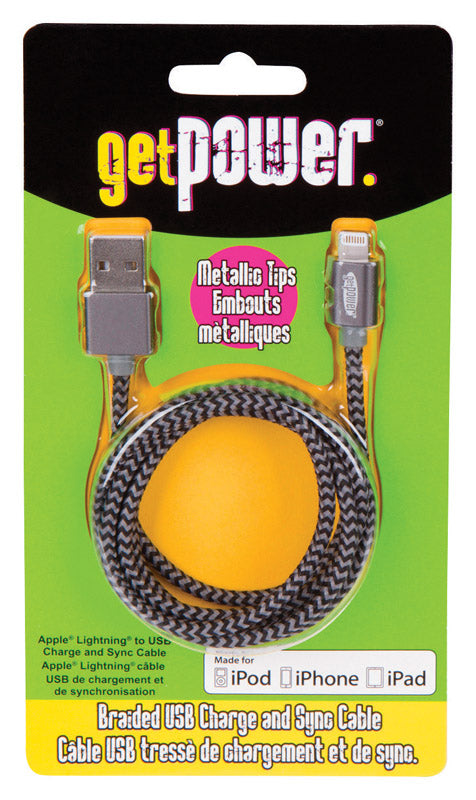 GetPower 3 ft. L Lightning Cable 1 pk
