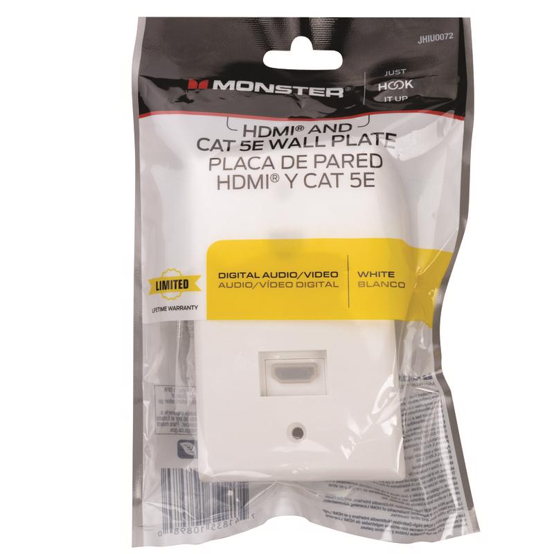 Monster Just Hook It Up White 1 gang Plastic HDMI Wall Plate 1 pk