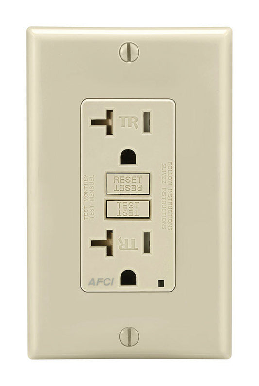 Leviton 20 amps 125 V Duplex Light Almond AFCI Outlet 5-20R 1 pk