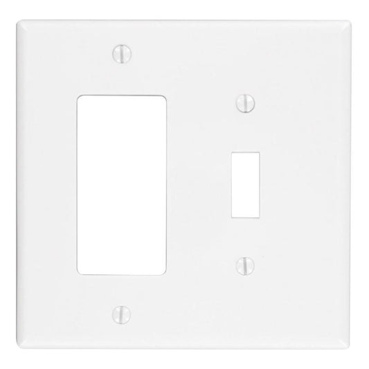 Leviton White 2 gang Thermoplastic Nylon Decorator/Toggle Wall Plate 1 pk