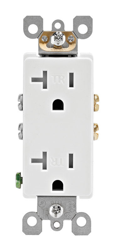 Leviton Decora 20 amps 125 V Duplex White Outlet 5-20R 1 pk