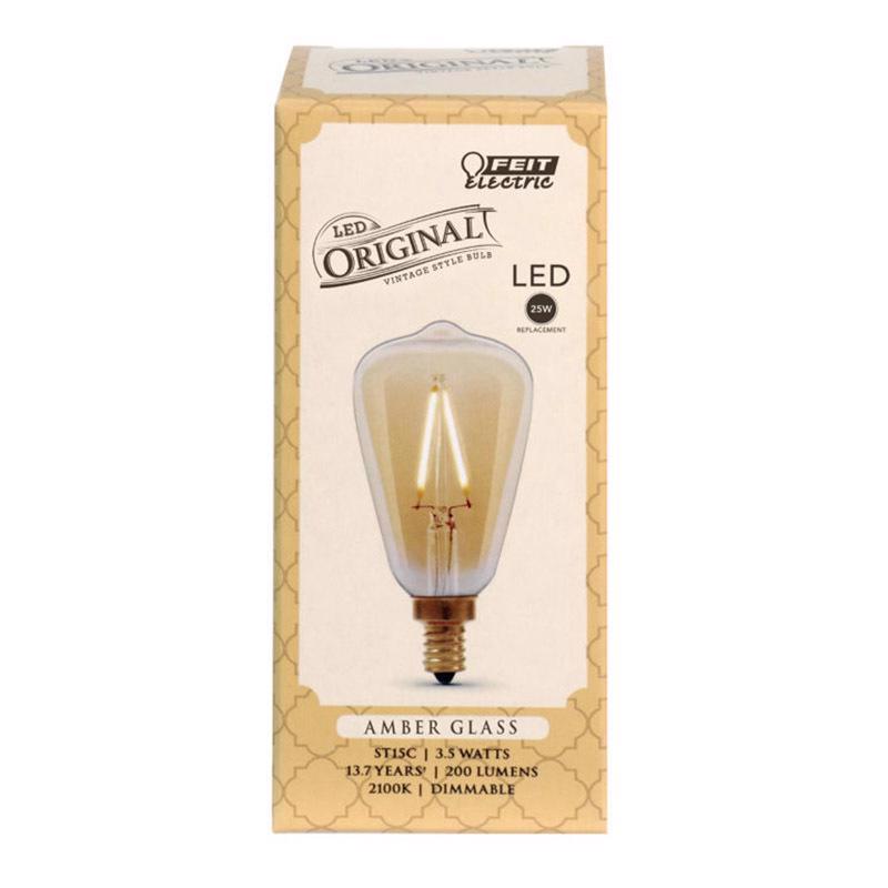 Feit ST15 E12 (Candelabra) Filament LED Bulb Amber Soft White 25 Watt Equivalence 1 pk