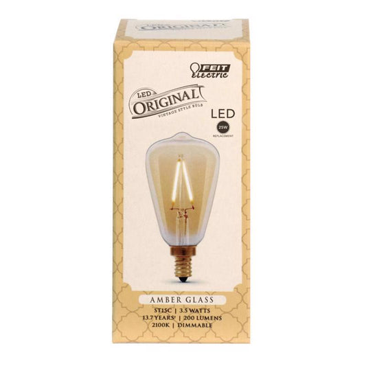 Feit ST15 E12 (Candelabra) Filament LED Bulb Amber Soft White 25 Watt Equivalence 1 pk