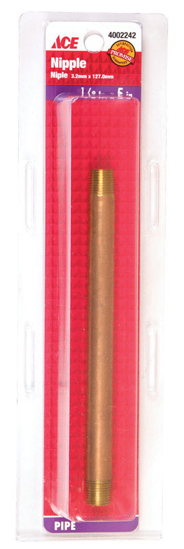 Ace 1/8 in. MPT X 1/8 in. D MPT Brass Nipple 5 in. L
