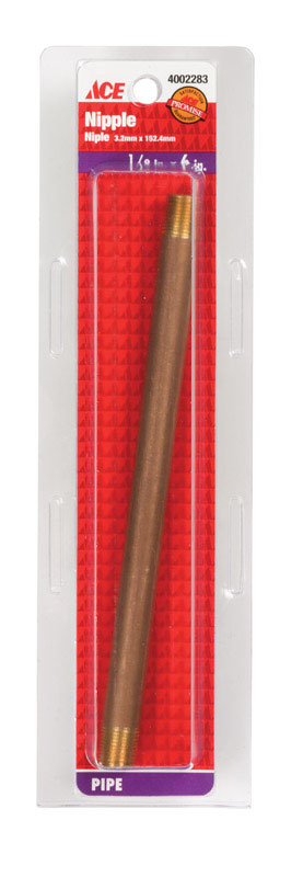 Ace 1/8 in. MPT X 1/8 in. D MPT Brass Nipple 6 in. L