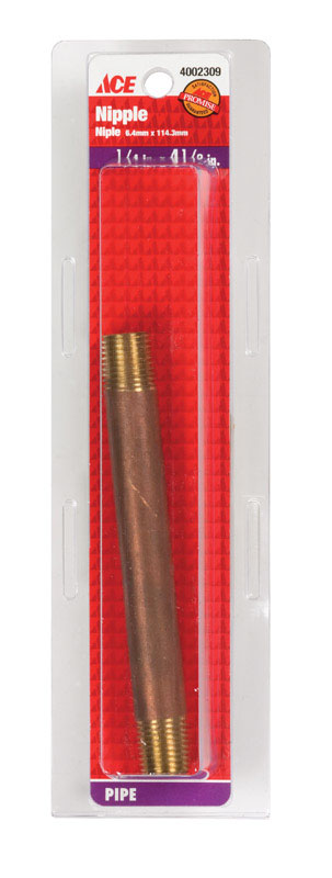 Ace 1/4 in. MPT X 1/4 in. D MPT Brass Nipple 4-1/2 in. L