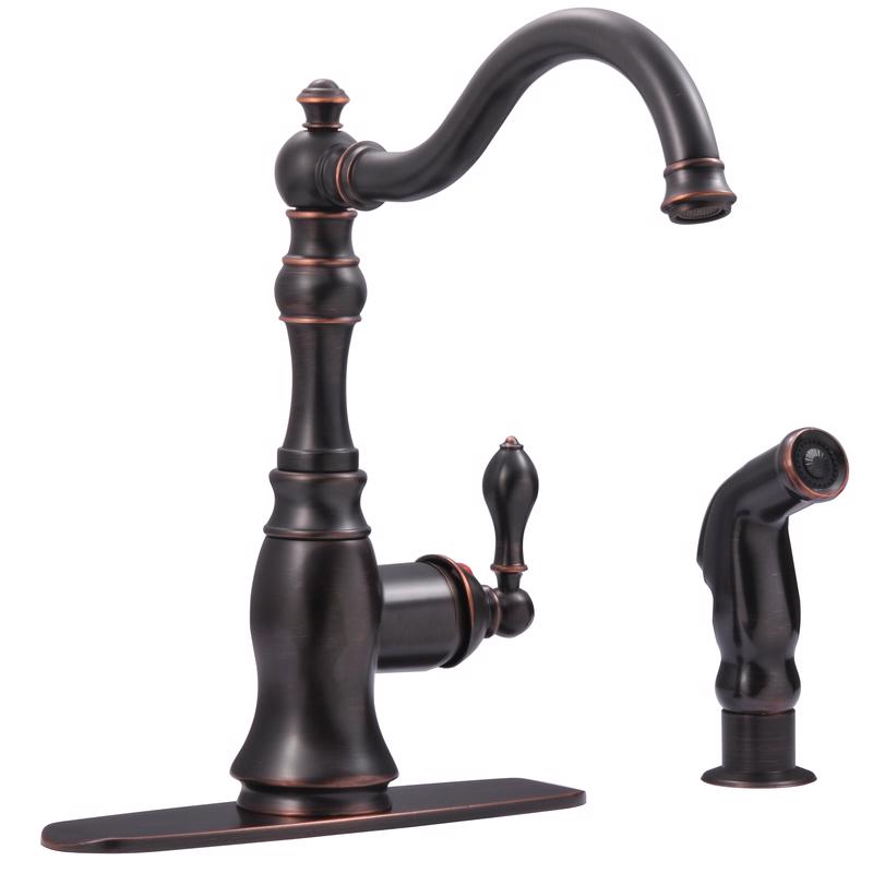 Ultra Faucets Signature One Handle Oil Rubbed Bronze Kitchen Faucet Side Sprayer Included